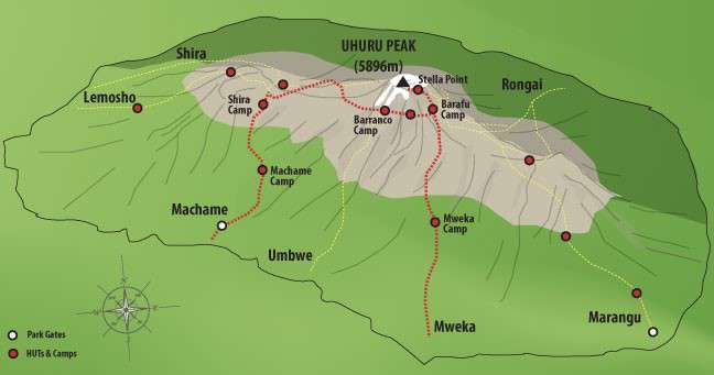 Tourism info Kilimanjaro climbing routes